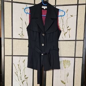 Express Black Sleeveless Vest with Notched Lapels
